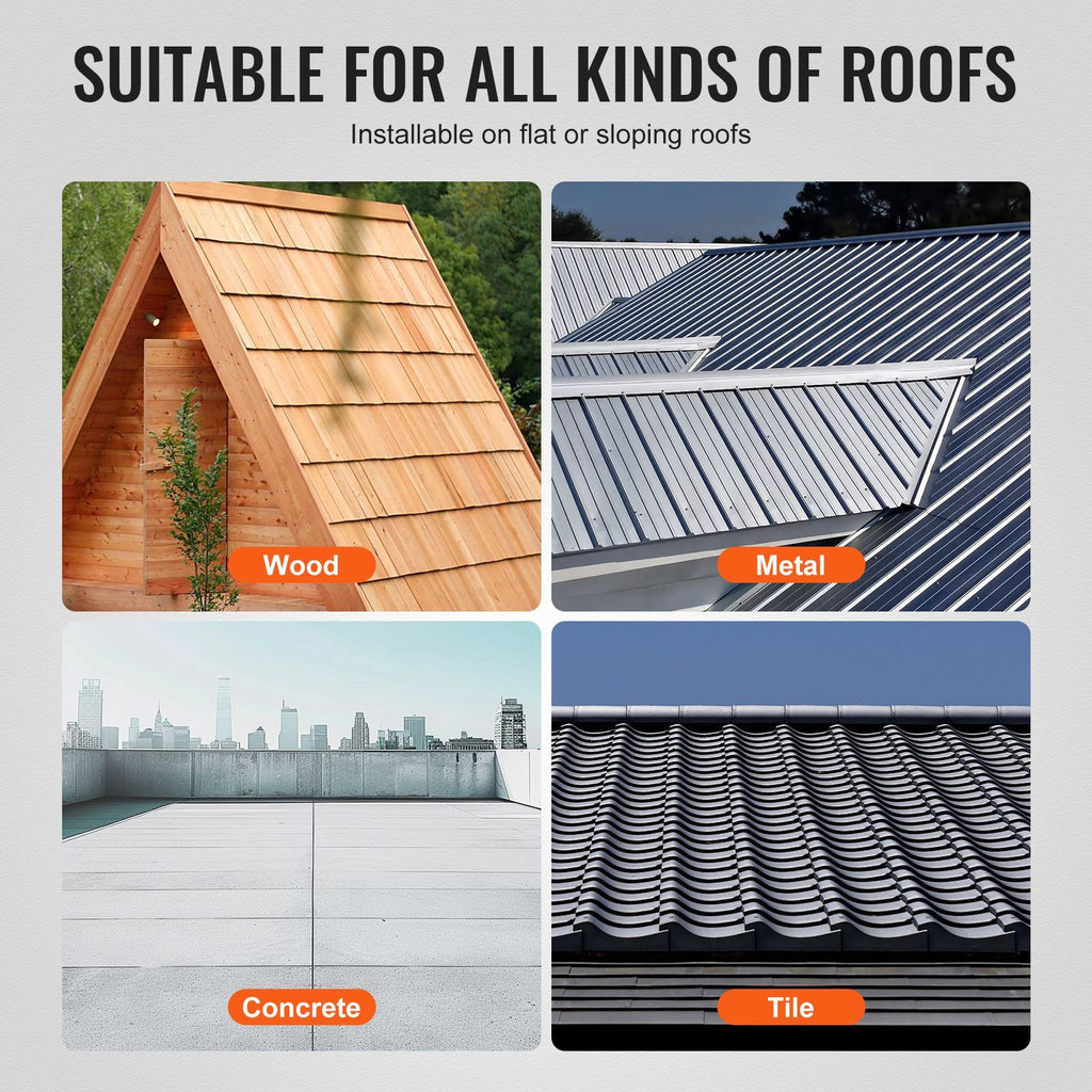Solar Panel Mounting Brackets, Solar Panel Mount Kit with 4 x 30" Aluminum Rails, 4 End Clamps and 2 Mild Clamps, Solar Panel Mount Brackets for Metal Roof, Concrete Roof, Wood Roof, Tile Roof