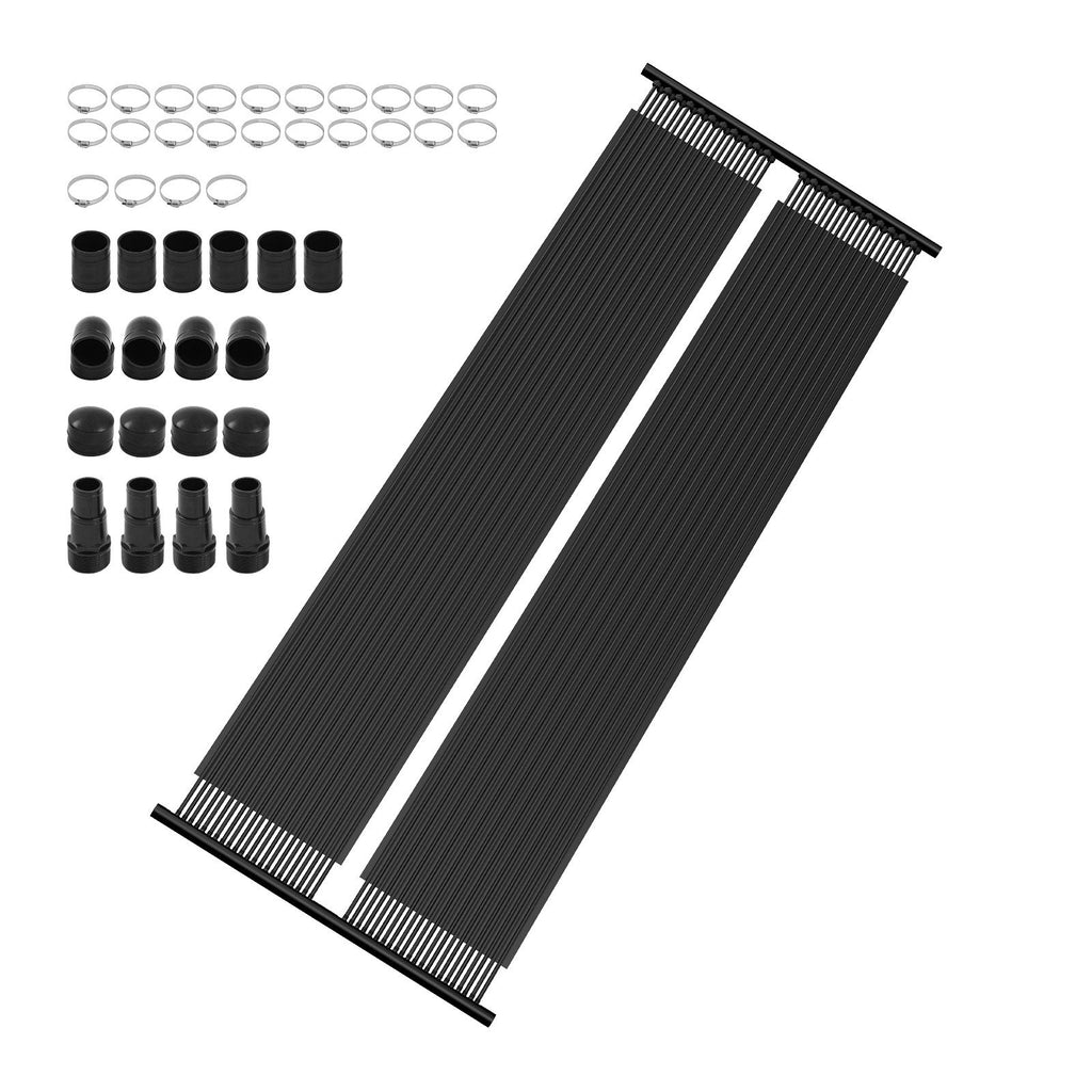 Solar Pool Heater, 2.75 x 20 ft HDPE Solar Pool Panel( 2 Pcs) - Durable & Weather-Proof, with Complete Accessories, Universal Solar Pool Panel–Raises Water Temperature