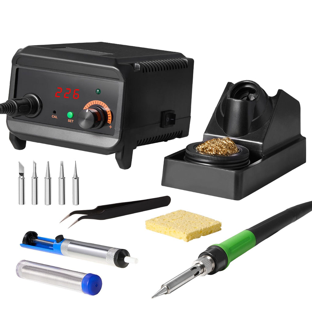 Soldering Iron Station, 75W Digital Display Soldering Station Kit, 122 - 932 F Temp Control & Built-in Transformer, Auto Standby & Sleep Mode, with 5 Soldering Tips, 10g Solder Wire, Tweezers