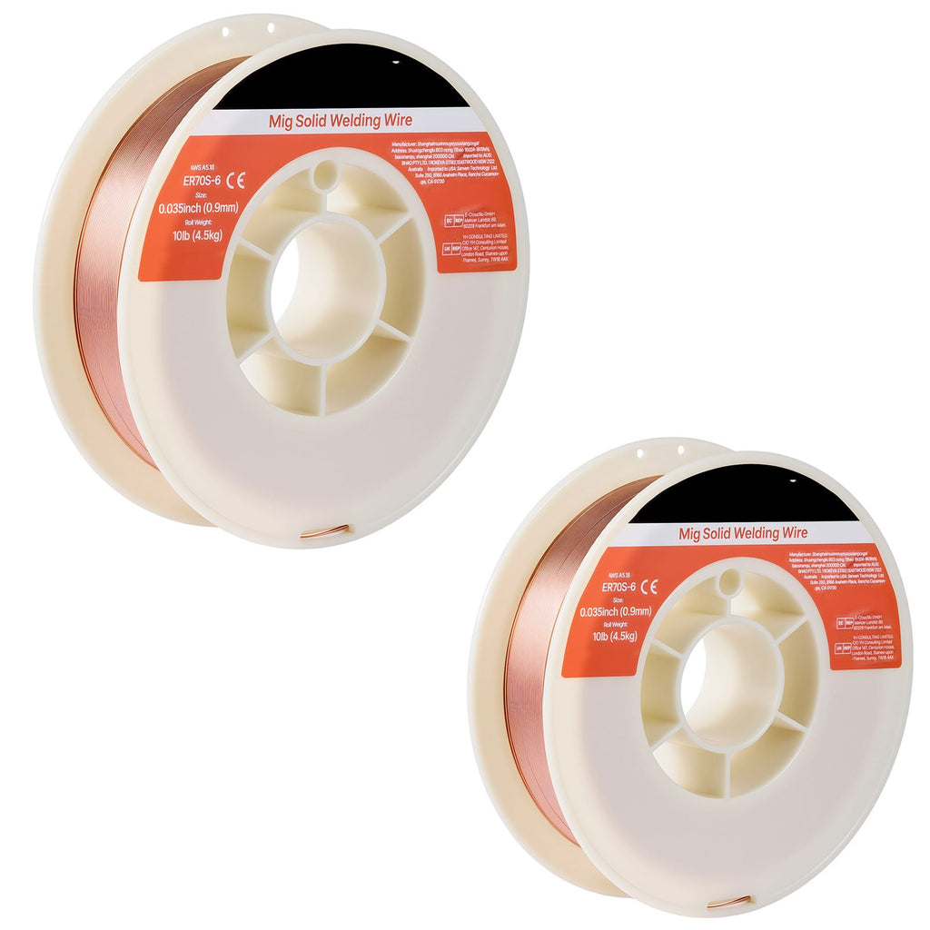 Solid MIG Welding Wire, ER70S-6 0.035-inch 10 LBS, Low Spatter Mild Steel Welding Wire with High Deoxidizers for All-Position Gas Shielded Welding