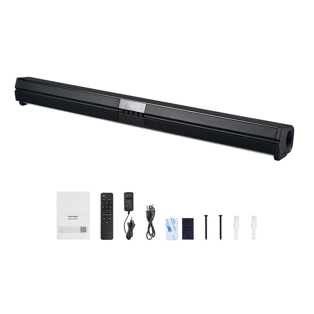 Sound Bar for Smart TV, 2.0 Channel, 32-Inch Compact Soundbar TV Speakers for Projector, Bluetooth AUX Connection, Remote Control, Easy Setup, 80W Surround Sound System for PC Home Theater Audio