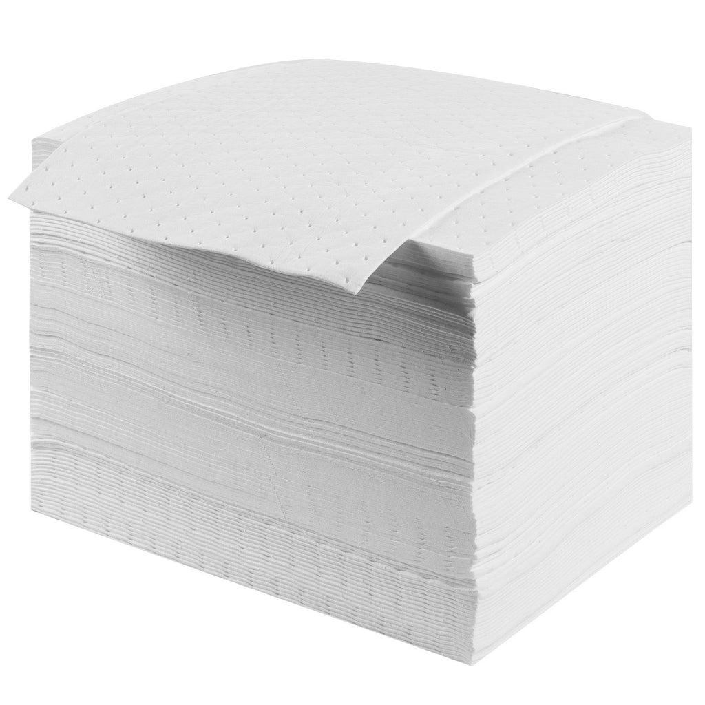 Spill Absorbent Pads, Oil Absorbing Mat Absorbs up 20 Gal, 15" L x20" W Polypropylene Absorbent Pad for Oil Only, Oil Spill Mats Pack of 100