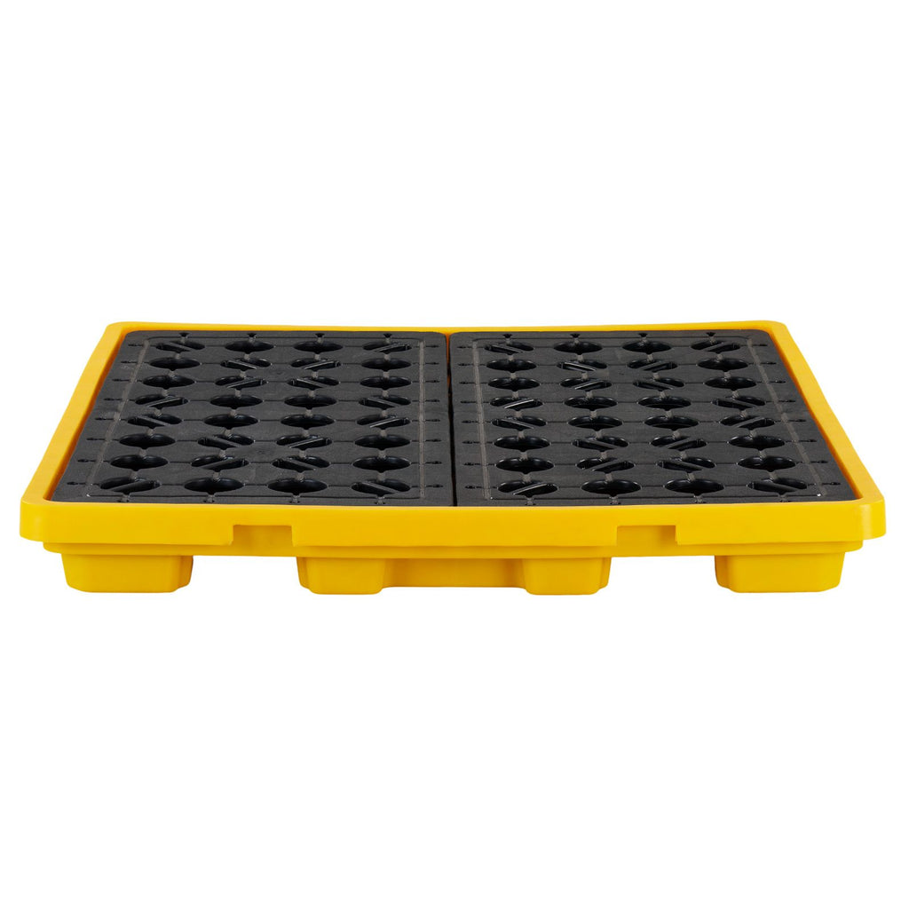 Spill Containment Pallet, 4 Drum Low Profile Spill Containment Modular Platform, 31 Gallon Sump, 8818 lbs Load Capacity, Heavy-Duty Polyethylene Tray with Drain, 51.4" x 50.4" x 5.9", Yellow