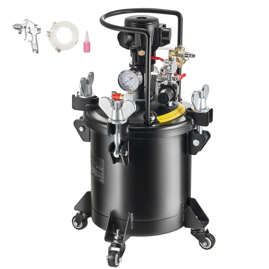 Spray Paint Pressure Pot, 10 L/2.5 gal Fully Automatic Stirring Pressure Pot Tank, 70 psi Adjustale Pressure, Pressure Pot Paint Tank with Spray Gun and Hoses, for Home Decor Industry Painting