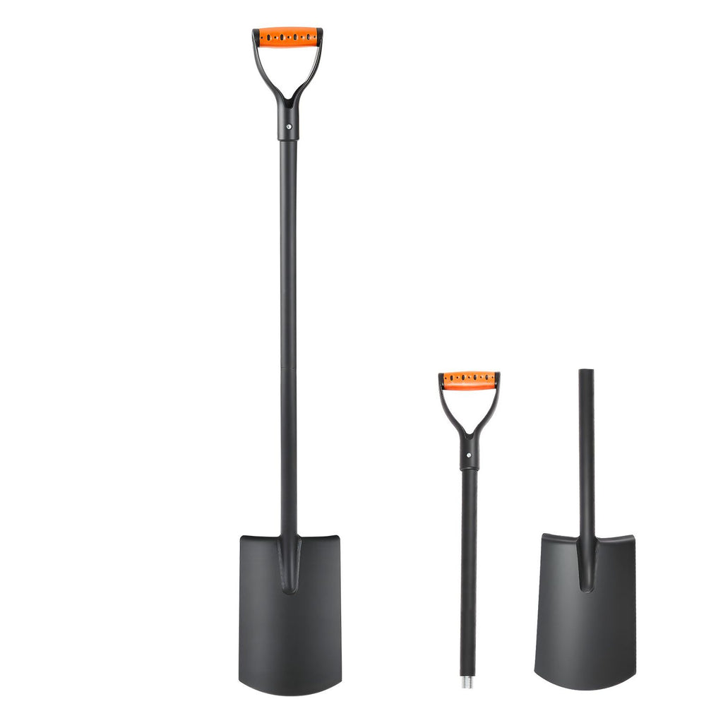 Square Shovel, 48 in Heavy-Duty Flat Shovel, Transfer Shovels with Alloy Steel Blade and Non-Slip D-Handle, Detachable and Easy Storage, for Gardening, Construction, Digging, and Snow Shoveling