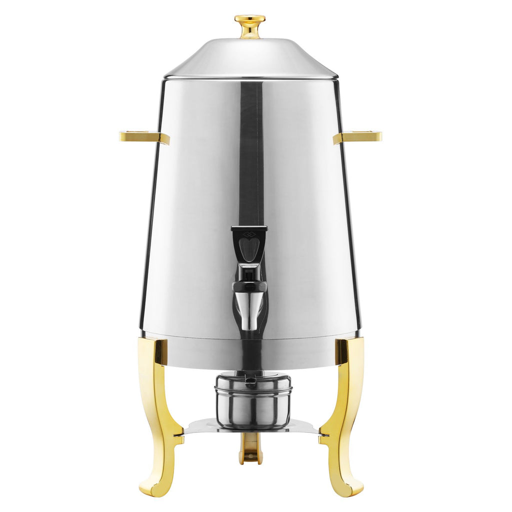 Stainless Steel Beverage Dispenser, 3.4 Gallon Drink Dispenser with Alcohol Burner, Hot & Cold Drink Dispensers with Spigot for Coffee Tea Hot Water, Ideal for Restaurants, Hotels, Parties