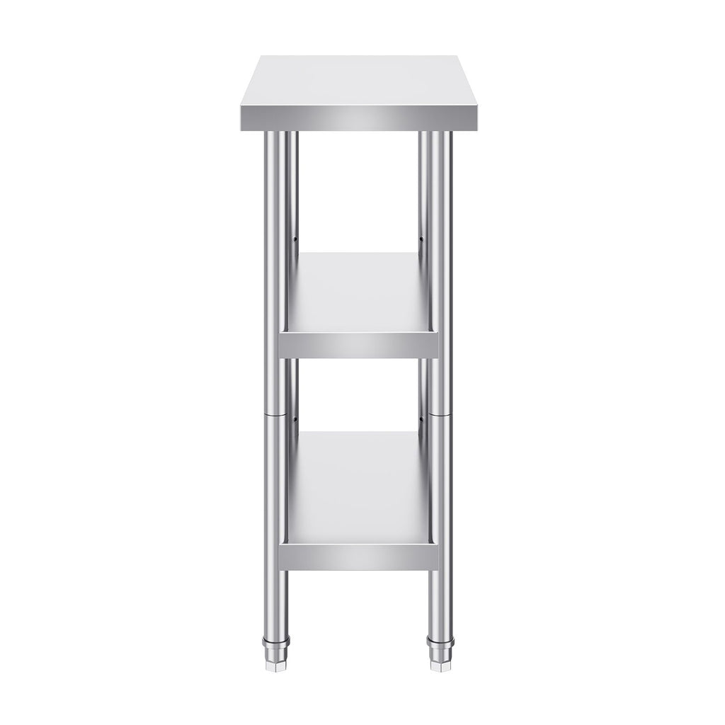 Stainless Steel Food Prep Table, 14 x 24 x 34 Inch Commercial Kitchen Worktable, with 2 Adjustable Undershelf, Heavy Duty Prep Table Metal Work Table for BBQ, Kitchen, Home, and Garage