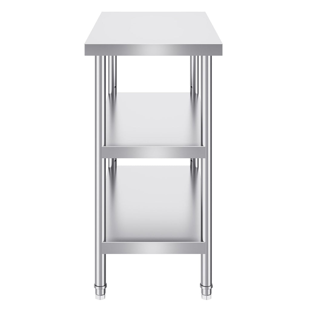 Stainless Steel Food Prep Table, 18 x 36 x 34 Inch Commercial Kitchen Worktable, with 2 Adjustable Undershelf, Heavy Duty Prep Table Metal Work Table for BBQ, Kitchen, Home, and Garage