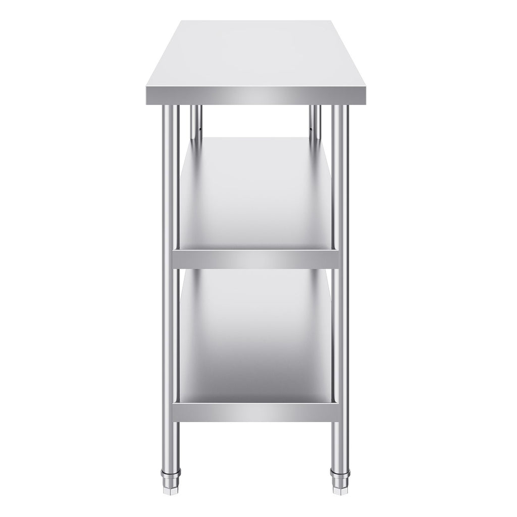Stainless Steel Food Prep Table, 18 x 48 x 34 Inch Commercial Kitchen Worktable, with 2 Adjustable Undershelf, Heavy Duty Prep Table Metal Work Table for BBQ, Kitchen, Home, and Garage