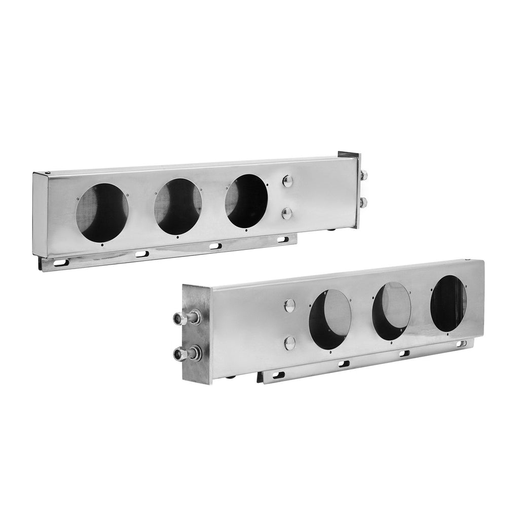 Stainless Steel Mud Flap Hangers with Light Cutouts, 2-1/2" Bolt Spacing, Spring Loaded Mudflap Hangers for Semi Trucks, 1 Pair Heavy Duty Semi Truck Mud Flap Hanger Set, Silver