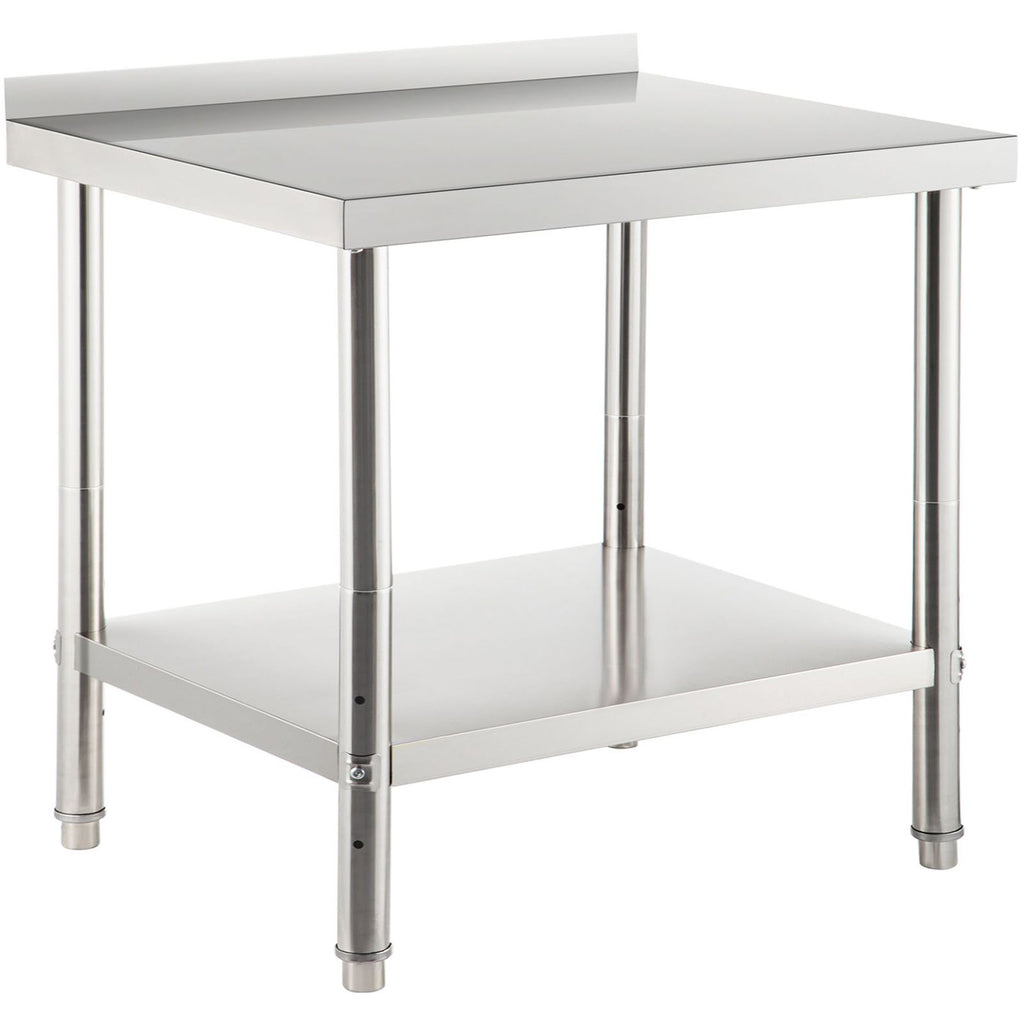 Stainless Steel Prep Table, 36 x 24 x 35 Inch, 440lbs Load Capacity Heavy Duty Metal Worktable with Backsplash and Adjustable Undershelf, Commercial Workstation for Kitchen Restaurant