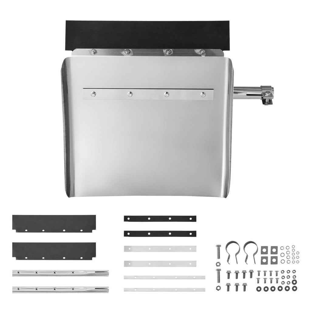 Stainless Steel Quarter Fenders for Semi Trucks, 24" x 24" Semi Truck Fenders with Tube Bracket and Mounting Hardware, 1 Pair Right & Left Quarter Fender Set, Fit for Freightliner, Peterbilt