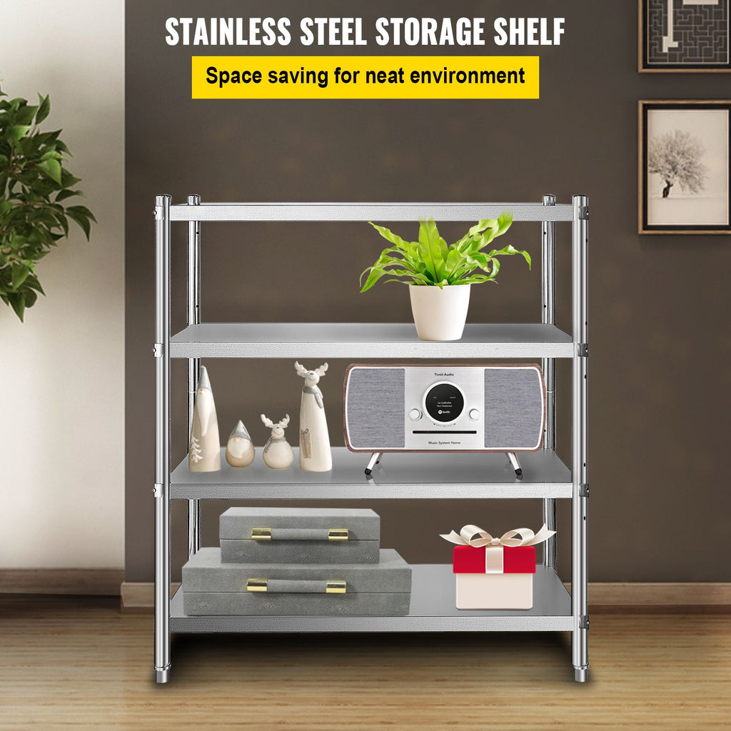 Stainless Steel Shelving 46.8x18.5 Inch 4 Tier Adjustable Shelf Storage Unit Stainless Steel Heavy Duty Shelving for Kitchen Commercial Office Garage Storage 330lb Per Shelf image 2