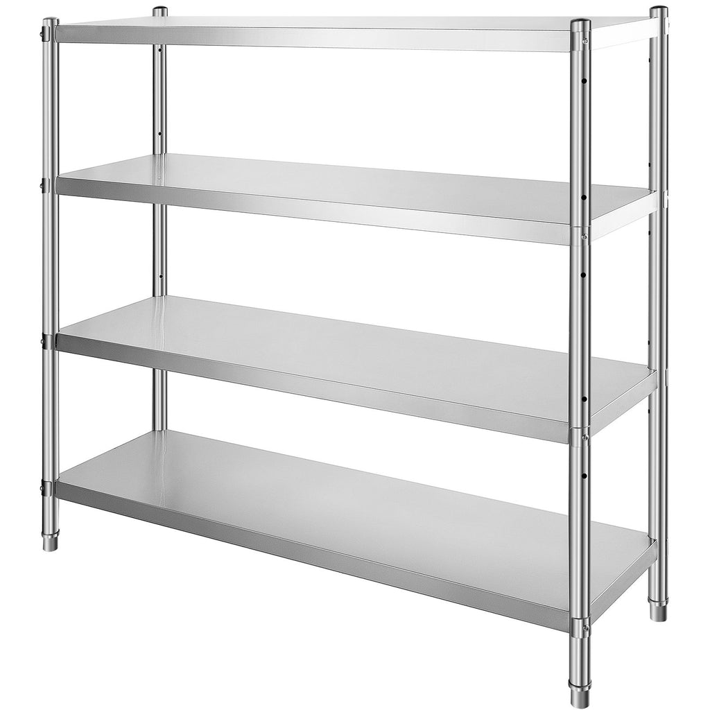 Stainless Steel Shelving 60x18.5 Inch 4 Tier Adjustable Shelf Storage Unit Stainless Steel Heavy Duty Shelving for Kitchen Commercial Office Garage Storage 330lb Per Shelf