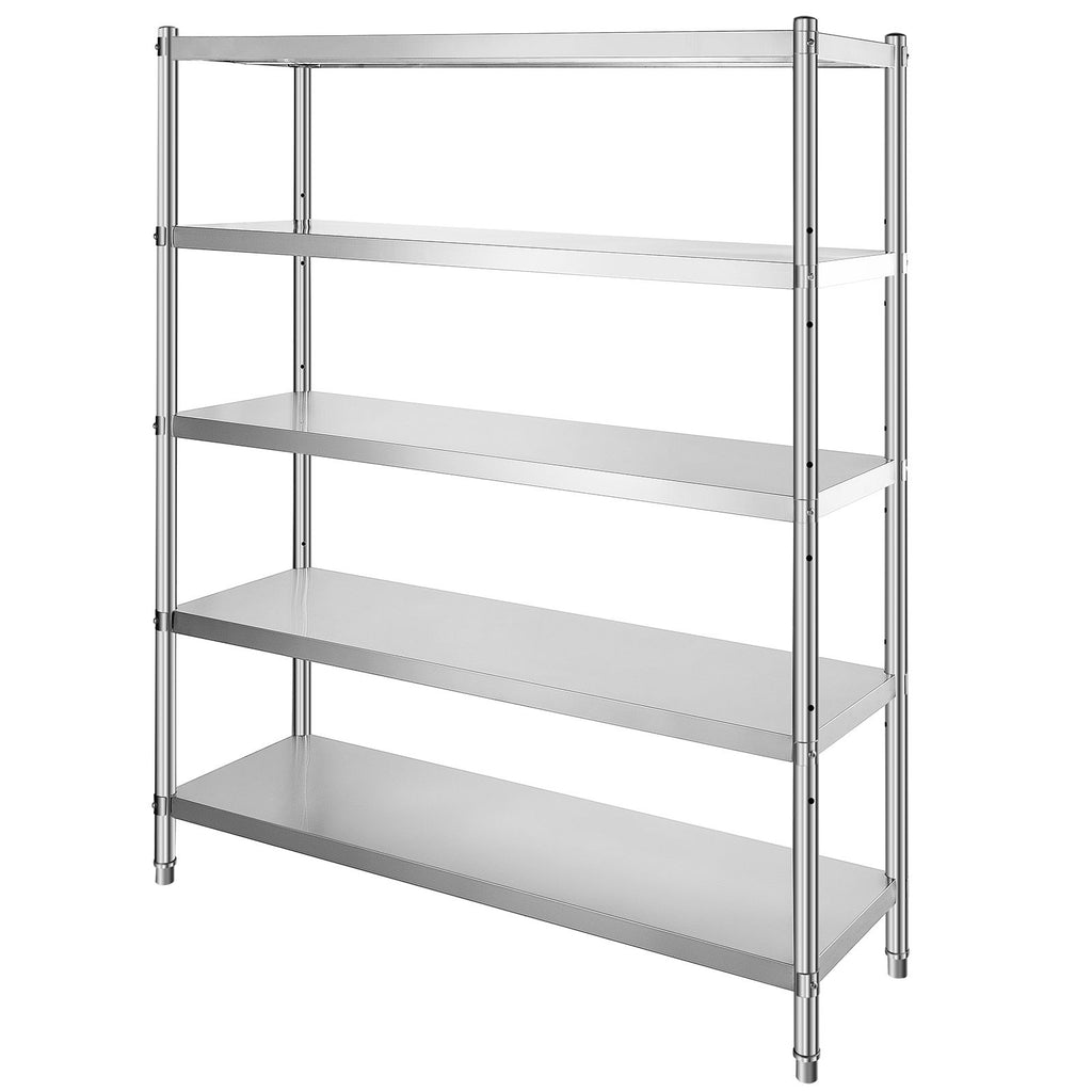 Stainless Steel Shelving 60x18.5 Inch 5 Tier Adjustable Shelf Storage Unit Stainless Steel Heavy Duty Shelving for Kitchen Commercial Office Garage Storage 330lb Per Shelf