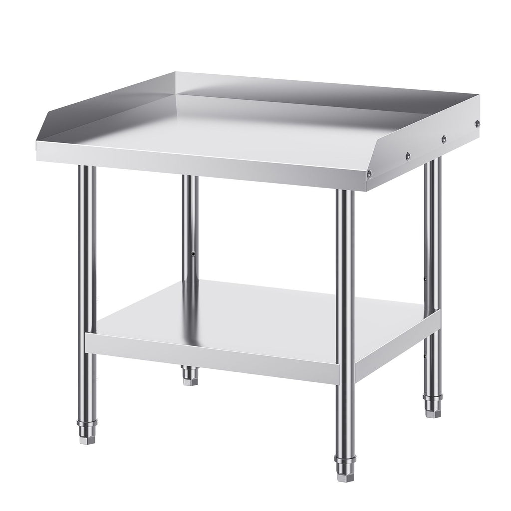 Stainless Steel Work Table, 24 x 28 x 26 Inch Commercial Food Prep Worktable, 3-Sided Backsplash Heavy Duty Prep Worktable, Metal Work Table with Adjustable Height for Restaurant Home Hotel