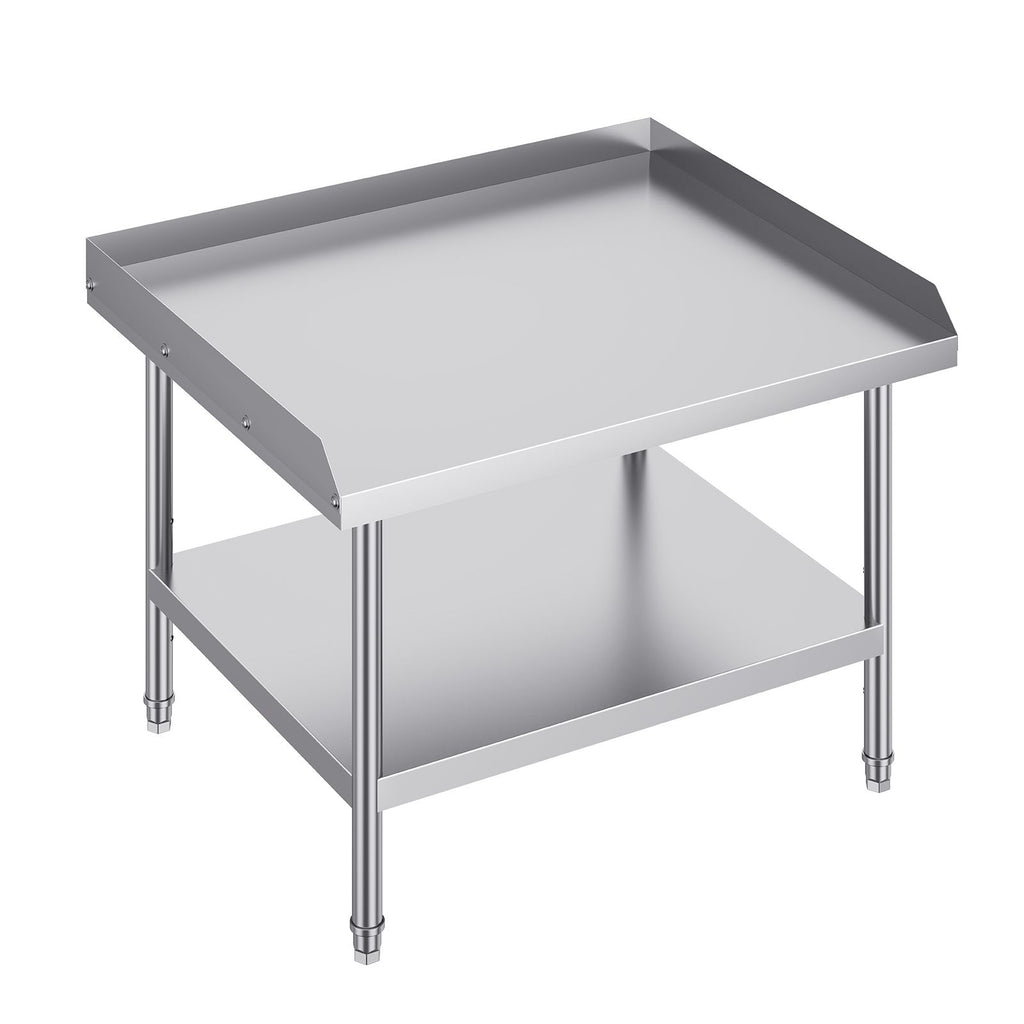 Stainless Steel Work Table, 30 x 36 x 26 Inch Commercial Food Prep Worktable, 3-Sided Backsplash Heavy Duty Prep Worktable, Metal Work Table with Adjustable Height for Restaurant Home Hotel