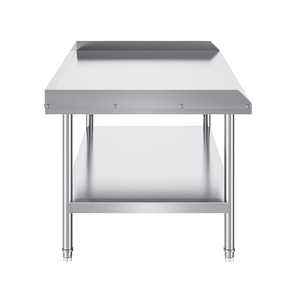 Stainless Steel Work Table, 30 x 48 x 26 Inch Commercial Food Prep Worktable, 3-Sided Backsplash Heavy Duty Prep Worktable, Metal Work Table with Adjustable Height for Restaurant Home Hotel