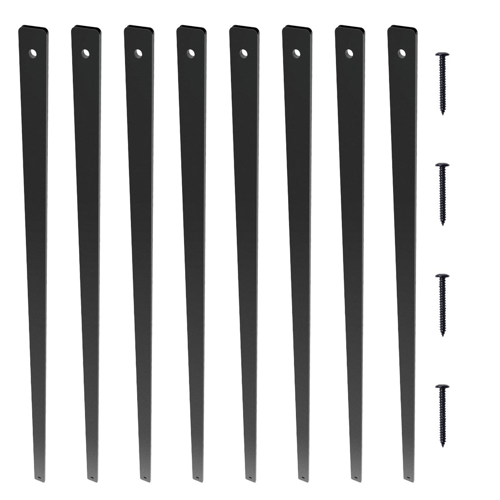 Staircase Metal Balusters, 32.28" x 1" x 0.2" Flat Aluminum Alloy Decorative Banister Spindles, 51 Pack Deck Baluster with Screws, Classic Hollow Deck Railing Satin Black Powder Coated for Porch
