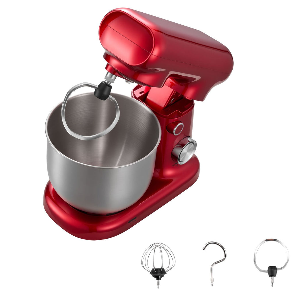 Stand Mixer, 3 QT Electric Kitchen Mixer, 300W Dough-Mixer, 10 Speeds Tilt-head Food-Mixer with Stainless Steel Bowl, Dough Hook, Whisk, Beater, for Baking, Mixing, Whipping & Kneading, Red
