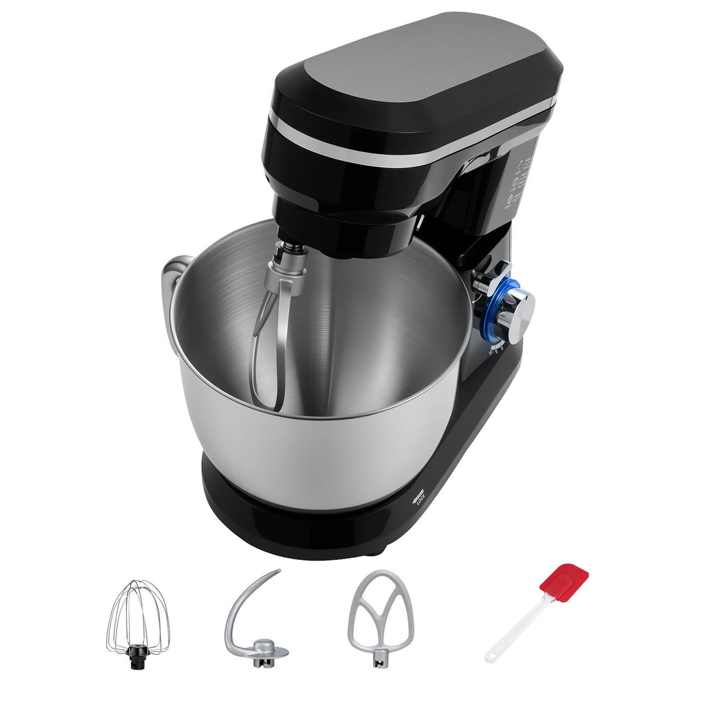 Stand Mixer, 5QT Dough Mixer, 10+P Speeds Tilt-head Food Mixer, Kitchen Mixer with Stainless Steel Bowl, Dough Hook, Wire Whip, Beater, Scraper, Household Stand Mixer for Baking Mixing, Black