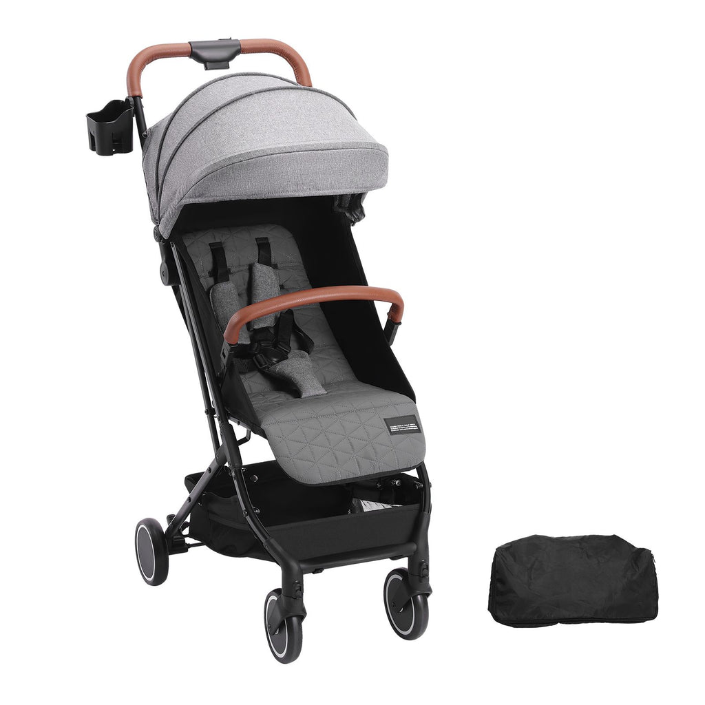 Standard Baby Infant Stroller, Toddler Stroller with 95°-150° Adjustable Backrest & & 0/90°Adjustable Footrest & One-click Folding, Newborn Stroller with Cup Holder and Carry Bag, Black