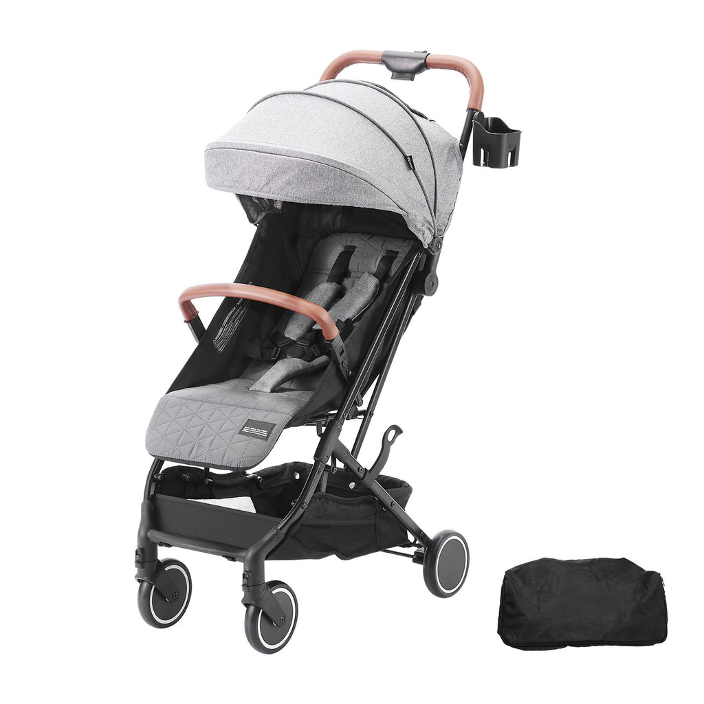 Standard Baby Infant Stroller, Toddler Stroller with 95°-150° Adjustable Backrest & & 0/90°Adjustable Footrest & One-click Folding, Newborn Stroller with Cup Holder and Carry Bag, Dark Grey