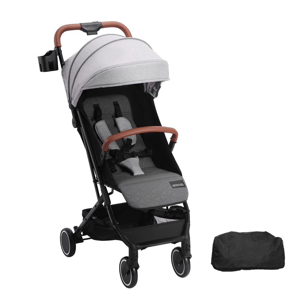 Standard Baby Stroller, Infant Toddler Stroller with Bassinet, 3rd-Gear Adjustable Backrest & Foldable & Reversible Seat, Carbon Steel Newborn Stroller with Leg Cover and Mesh Net, Black
