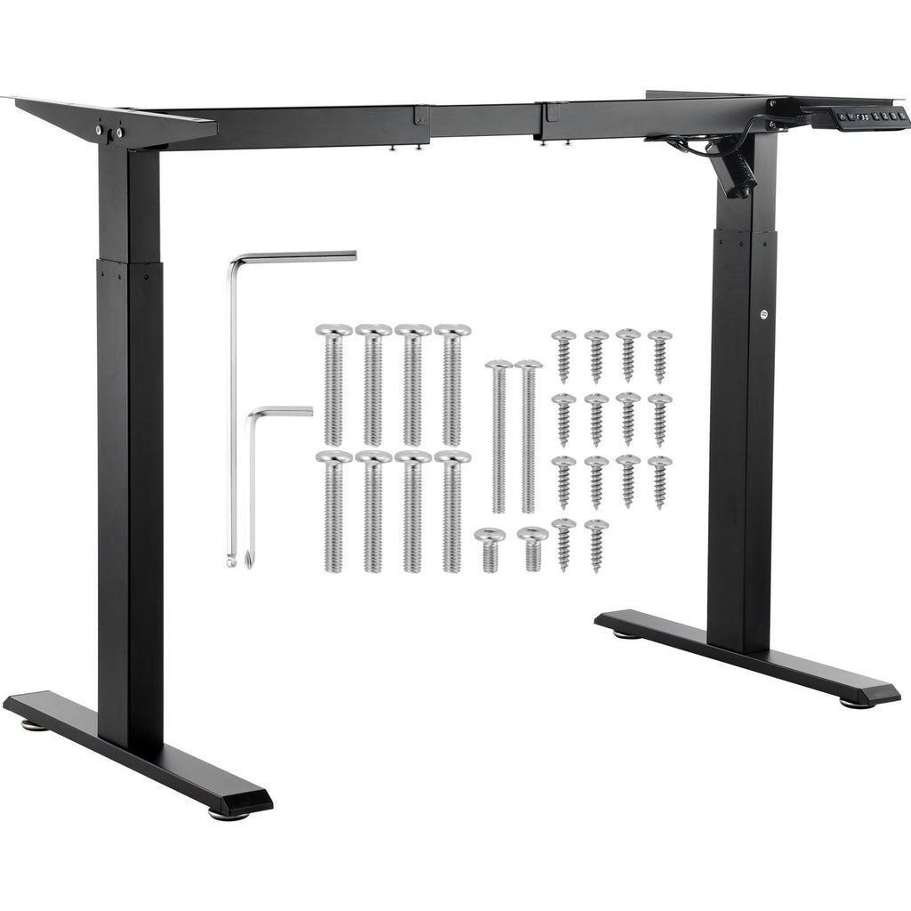 Standing Desk Frame, Adjustable 27.6-46.1 inch Height & 35.4-53.2 inch Length Electric Stand Up Computer Desk Legs, Ergonomic DIY Workstation Base for Home and Office (Black Frame Only)
