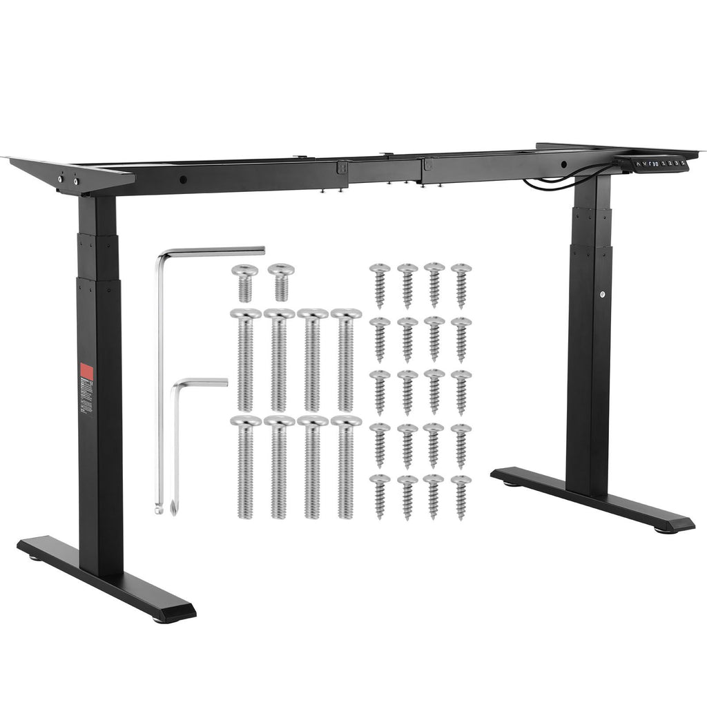 Standing Desk Frame Dual Motor, Adjustable 26"-50.8" Height & 43.3"-70.1" Length Electric Stand Up Computer Desk Legs, Ergonomic Workstation Base for Home Office 3 Positions (Black Frame Only)