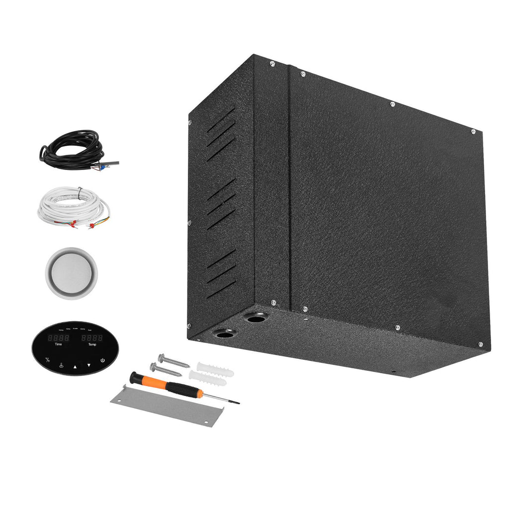 Steam Generator, 9 kW Steam Shower System with Controller for Home Sauna Bath Spa, Commercial Auto Drain Kit with Overheat, Dry-Run & Overpressure Protection, 10 Min to 24h Efficient, Black