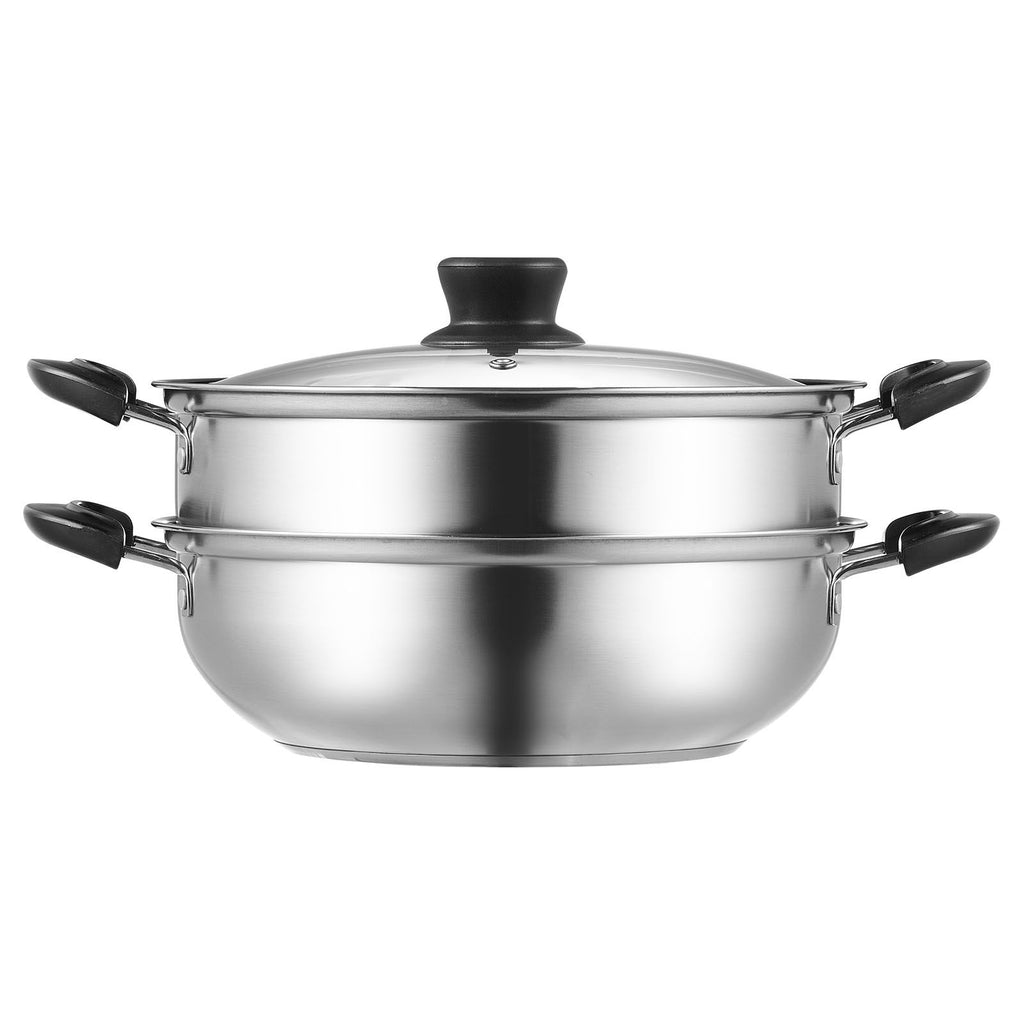 Steamer Pot, 11in/28cm Steamer Pot for Cooking with 3QT Stock Pot and Vegetable Steamer, Food-Grade 304 Stainless Steel Food Steamer Cookware with Lid for Gas Electric Induction Grill Stove