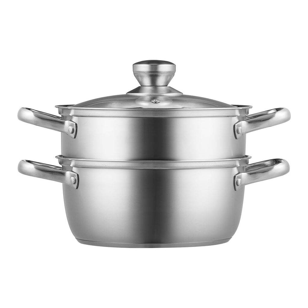 Steamer Pot, 8.66in/22cm Steamer Pot for Cooking with 3QT Stock Pot and Vegetable Steamer, Large Capacity Stainless Steel Food Steamer Cookware with Lid for Gas Electric Induction Grill Stove