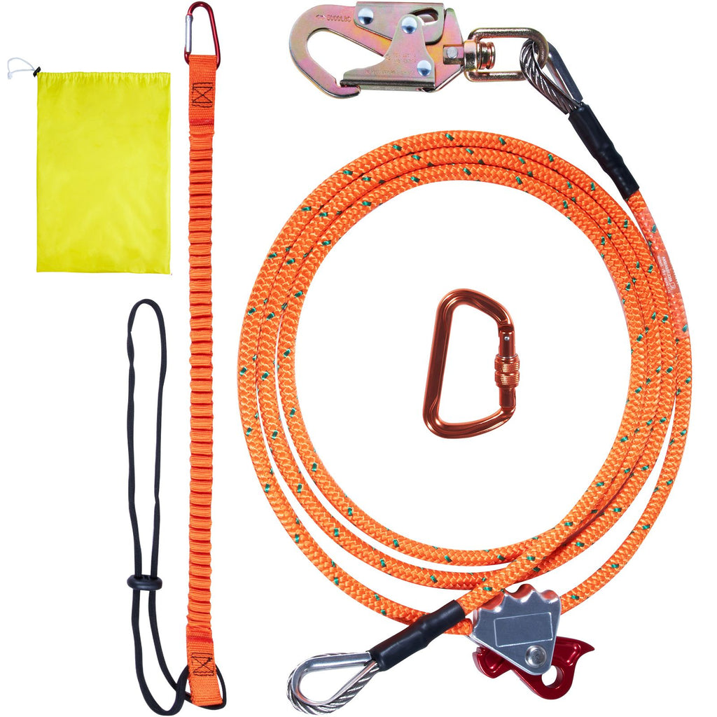 Steel Core flipline, 1/2" x 8' Arborist Flipline, Flip Line for Tree Climbing with Alloy Steel Snap Hook, Aluminum Alloy Carabiner and Extra Tool Lanyard, for Arborist, Tree Climbers