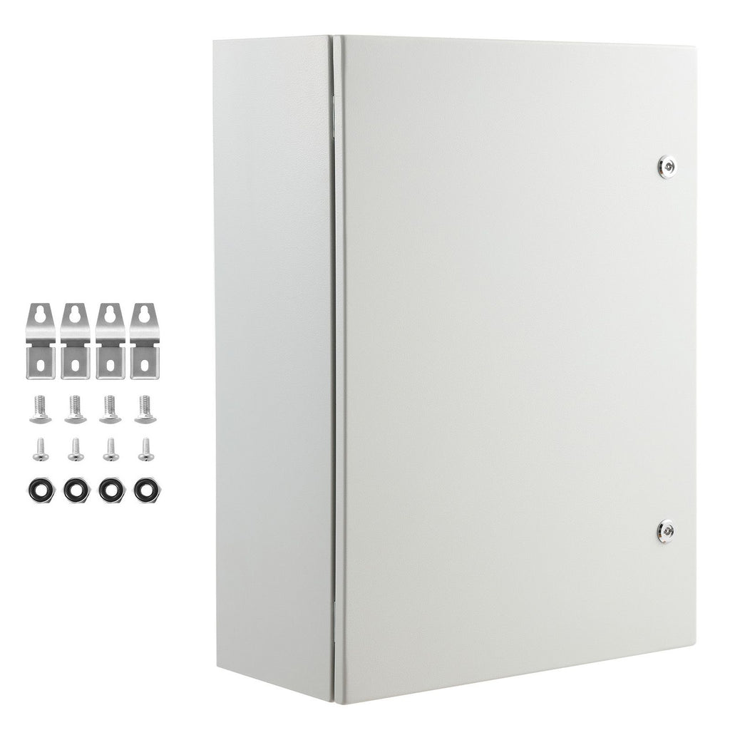 Steel Electrical Box, 27.6 x 19.7 x 9.8 in, Cold Rolled Steel Electrical Enclosure Box, Wall-Mounted Outdoor Electronic Equipment Enclosure with Mounting Plate, Hinges, Lock, IP66 Waterproof