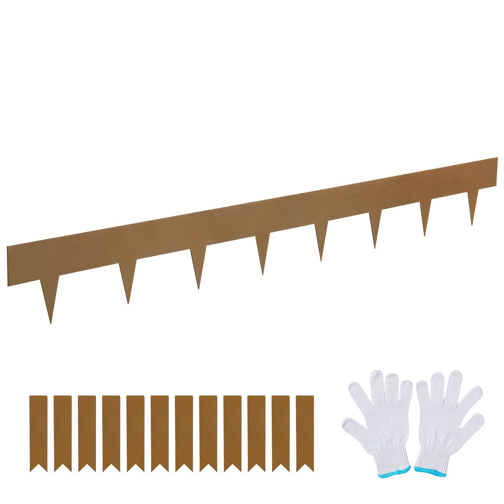 Steel Landscape Edging, 10-pack Steel Garden Edging Borders, 39.6" L x 2" H Strips, Hammer-in Edging Border, Bendable Metal Landscape Edging for Yard, Garden, 2.5" Spike Height, Rustic Brown