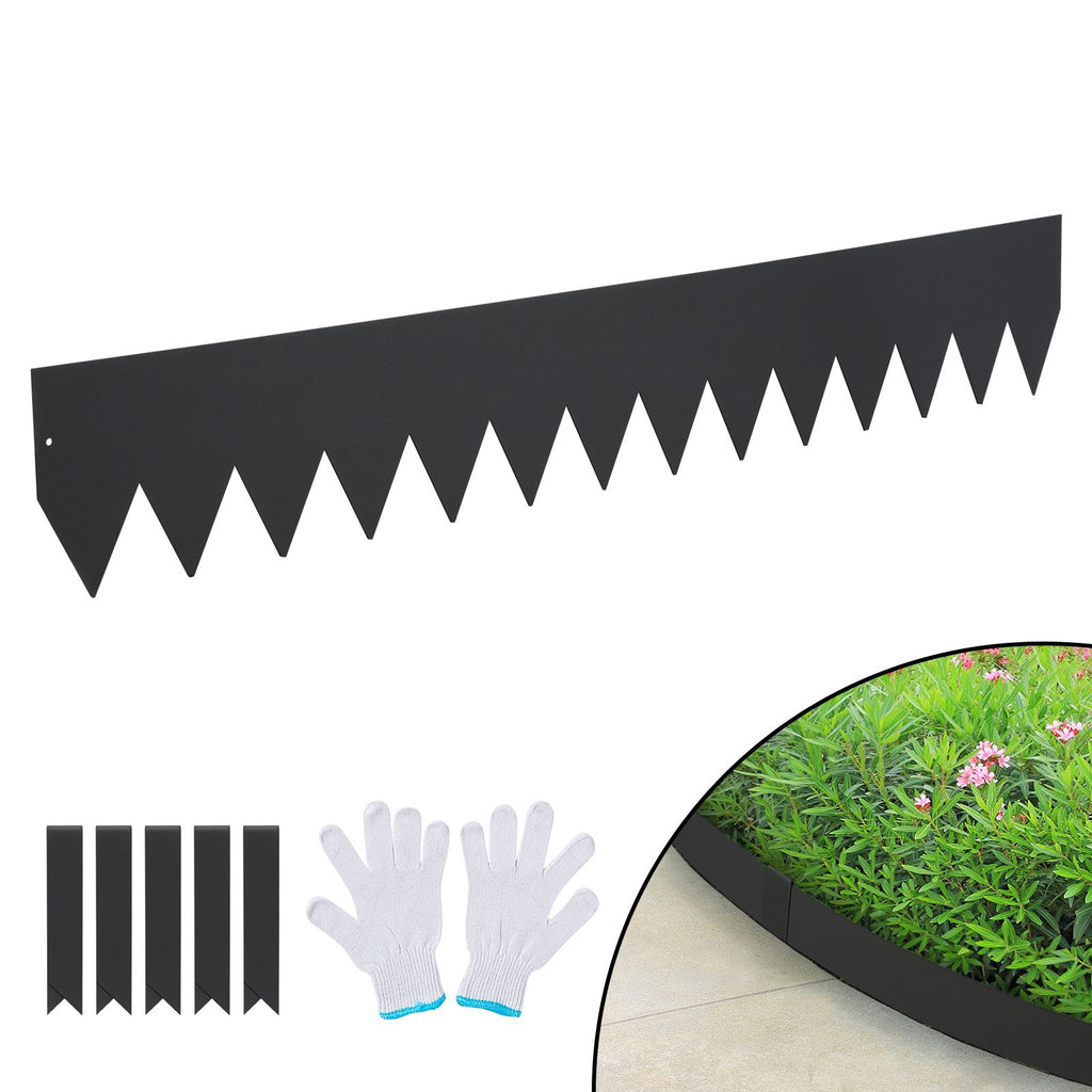 Steel Landscape Edging, 3-pack Steel Garden Edging Borders, 40" L x 6" H Strips, Hammer-in Edging Border with 5 Clips, Bendable Metal Landscape Edging for Yard, Garden, Lawn