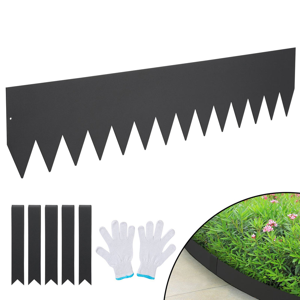 Steel Landscape Edging, 3-pack Steel Garden Edging Borders, 40" L x 8" H Strips, Hammer-in Edging Border with 5 Clips, Bendable Metal Landscape Edging for Yard, Garden, Lawn