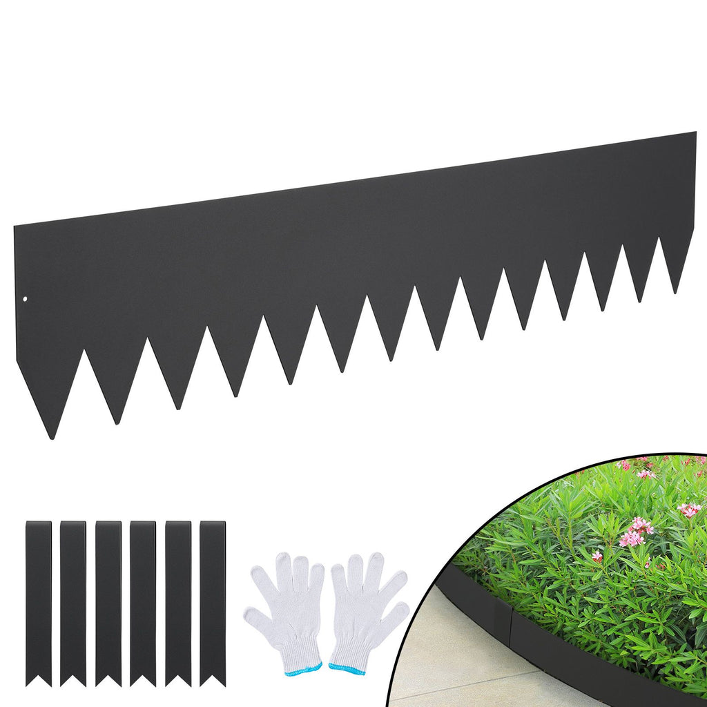 Steel Landscape Edging, 4-pack Steel Garden Edging Borders, 40" L x 8" H Strips, Hammer-in Edging Border with 6 Clips, Bendable Metal Landscape Edging for Yard, Garden, Lawn