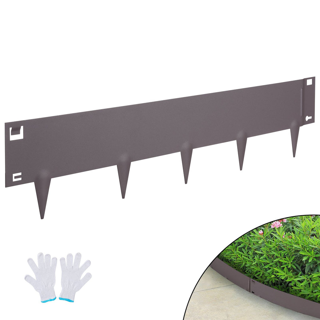 Steel Landscape Edging, 5-pack Steel Garden Edging Borders, 39" L x 5" H Strips, Hammer-in Edging Border, Bendable Metal Landscape Edging for Yard, Garden, Lawn, 3.15" Spike Height, Brown