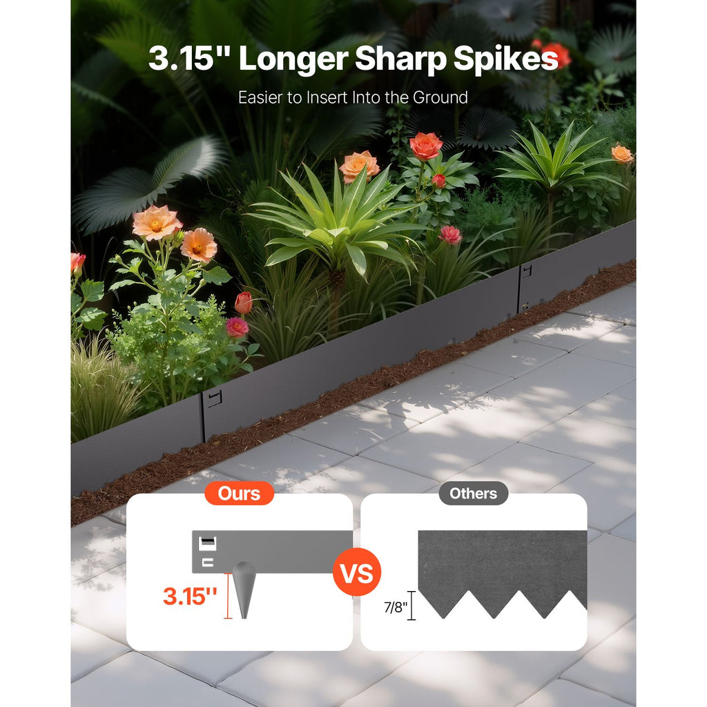Steel Landscape Edging, 5 Packs 39 x 3 in Rust-Resistant Metal Landscape Edging, Bendable Garden Edging Border, Heavy Duty Lawn Edging, Easy-to-Install, Flower Bed Yard Pathway Divider Dark Gray image 2