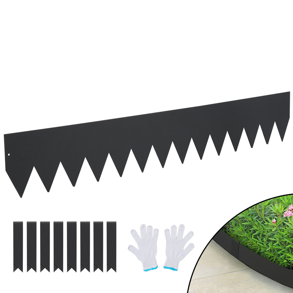 Steel Landscape Edging, 6-pack Steel Garden Edging Borders, 40" L x 6" H Strips, Hammer-in Edging Border with 8 Clips, Bendable Metal Landscape Edging for Yard, Garden, Lawn
