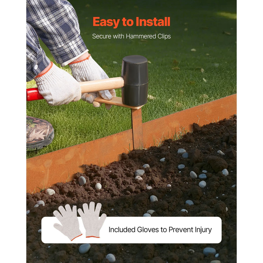 Steel Landscape Edging, 6 Packs 40 x 8 in Weather-Resistant & Pre-Rust Metal Landscape Edging, Bendable Garden Edging Border, Lawn Edging for Flower Bed Yard Pathway Divider