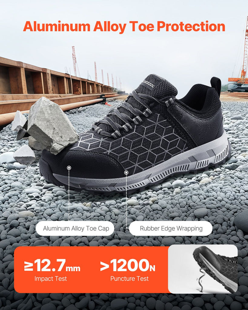 Steel Toe Shoes for Men, US Size 10.5, Men's Cushion Sport Safety Toe Athletic Work Shoe, Indestructible Safety Sneakers Lightweight,Breathable Industry Construction Work Shoes, Black image 2