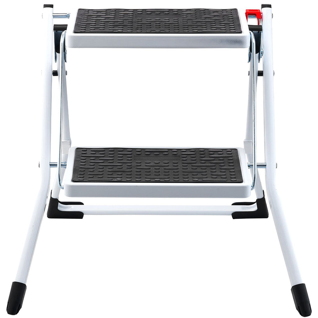 Step Ladder 2-Step 330lbs Capacity, Ergonomic Folding Steel Step Stool with Wide Anti-Slip Pedal, Sturdy Step Stool for Adults Toddlers, Multi-Use for Household, Kitchen, Office, RVs