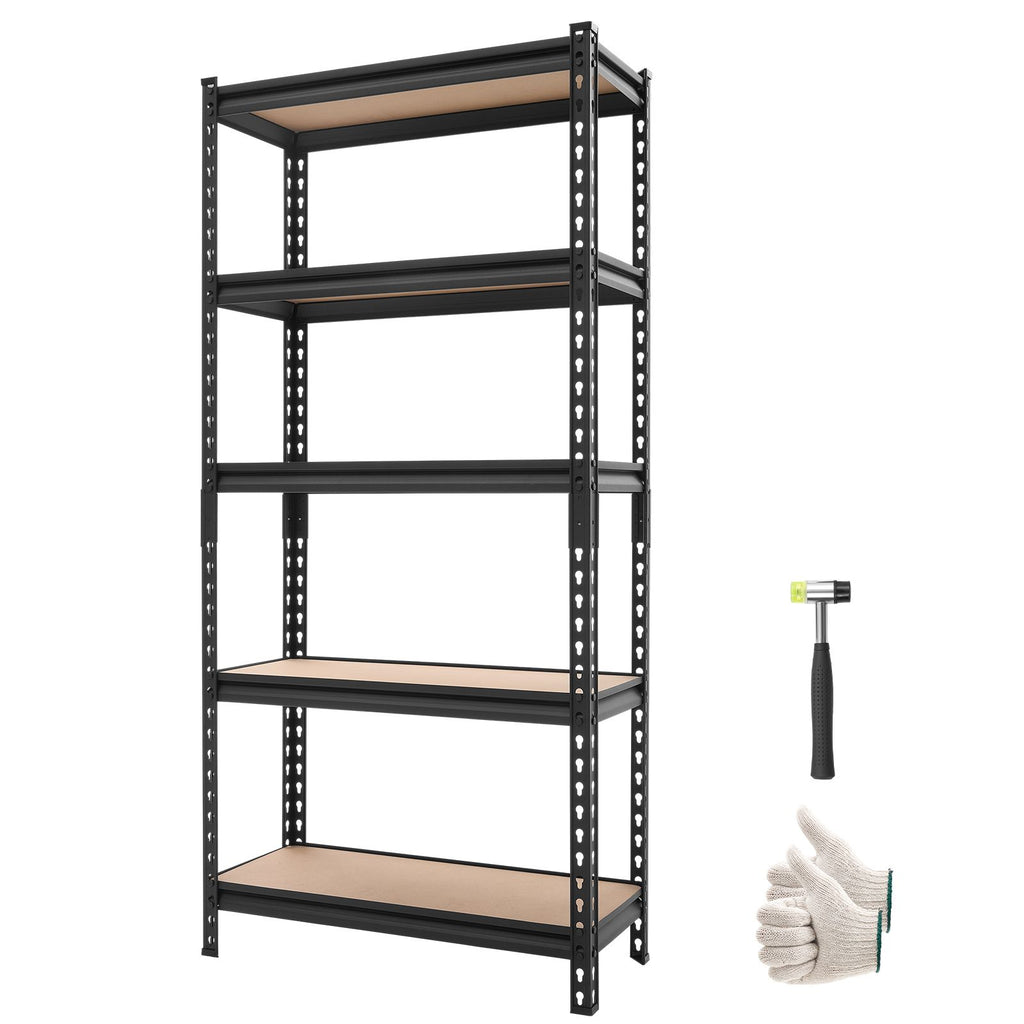 Storage Shelves, 5-Tier Adjustable, 2000 lbs Capacity, Heavy Duty Garage Storage Shelving Unit, Metal Utility Rack Shelf, for Kitchen Pantry Basement Bathroom, 28.35" W x 12.17" D x 59.84" H