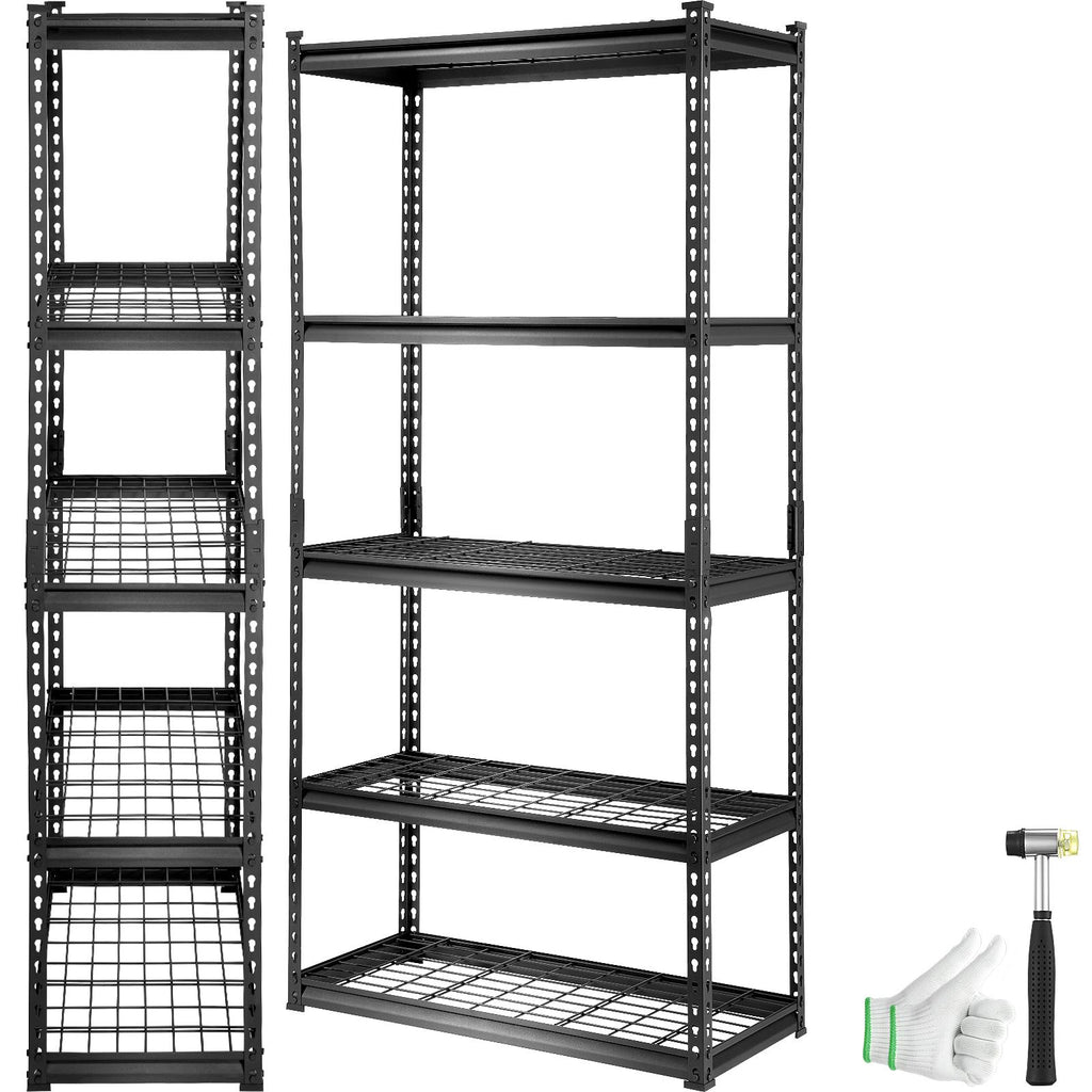 Storage Shelving Unit, 5-Tier Adjustable, 2000 lbs Capacity, Heavy Duty Garage Shelves Metal Organizer Wire Rack, Black, 36" L x 16" W x 72" H for Kitchen Pantry Basement Bathroom Laundry Closet