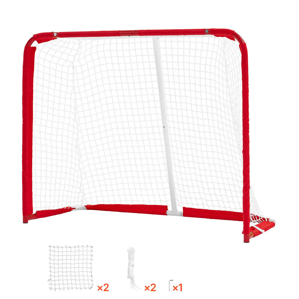 Street Hockey Goal, Heavy-Duty Steel Street + Roller Hockey Nets, Durable Hockey Net for Indoor Outdoor Use, Lightweight Portable Training, Easy Assembly for Backyard Park Garage, 55.9 x 44.5 in