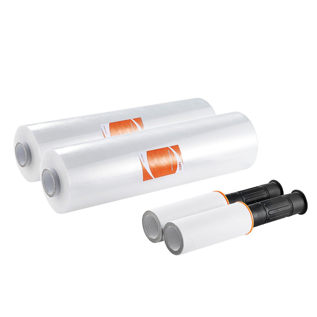 Stretch Film, 15 inches x 1200 feet, 2 Pack, 80 Gauge Industrial Strength Clear Durable Stretch Wrap Roll, Heavy Duty Shrink Film Stretch Wrap with Handles for Pallet Wrapping Shipping Moving