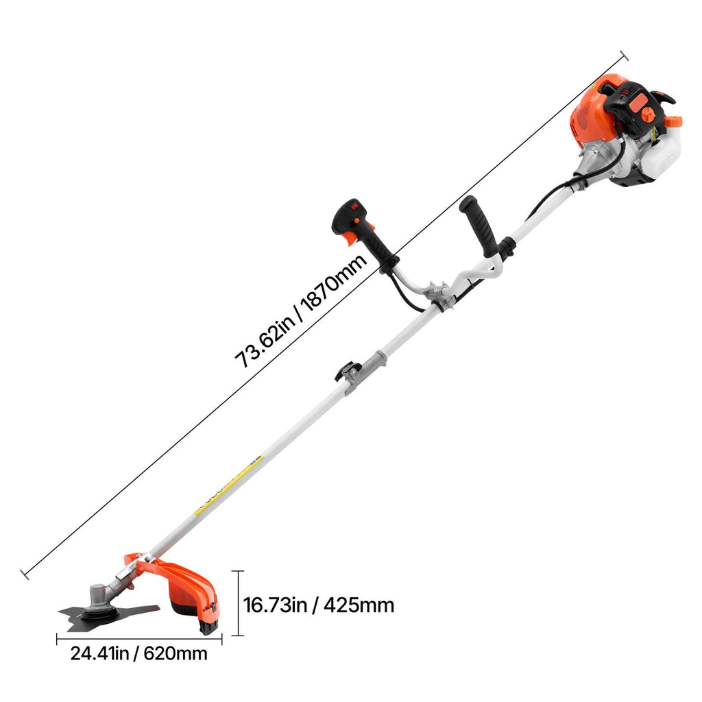 String Trimmer, 42.7CC 2-Stroke, Gas Powered Weed Wacker, 16.9" Cordless Grass Trimmer, Multi-Functional Lawn Edger with Shoulder Strap & 3T Blade, Weed Eater for Quick Grass Cleaning